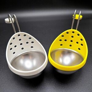 Cuisipro Stainless Steel Silicone Egg Poacher Set of 2 Yellow White